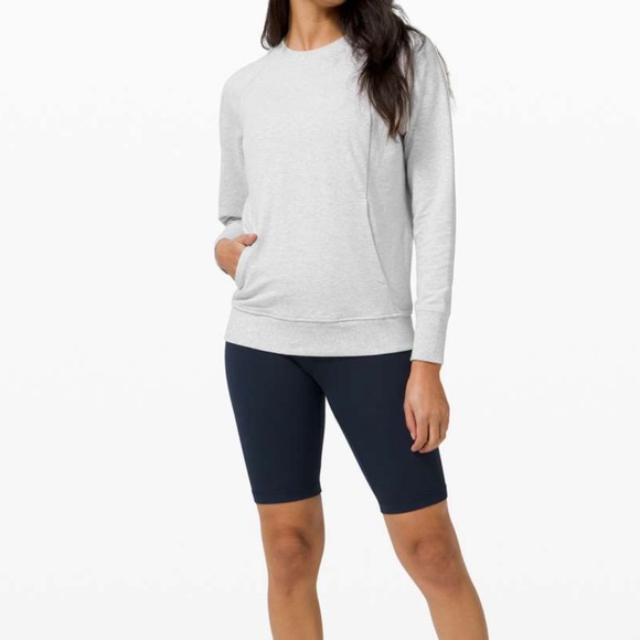 lululemon athletica Tops - Lululemon Scuba Crew Heathered Core Ultra Light Grey 8